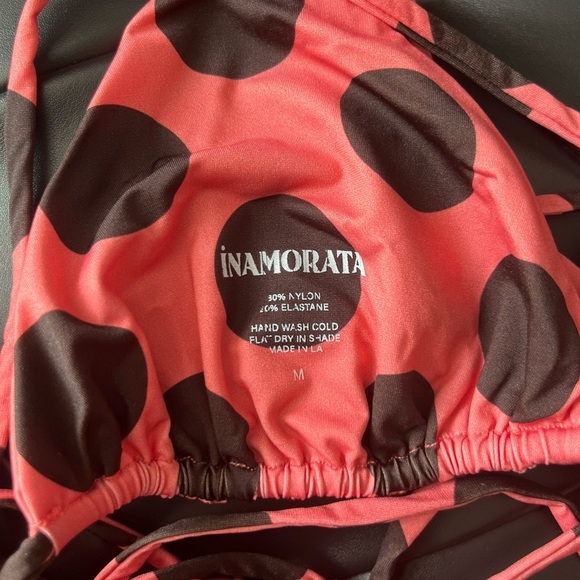 iNAMORATA Pink Bikini with brown Polka Dots size M - Picture 6 of 9